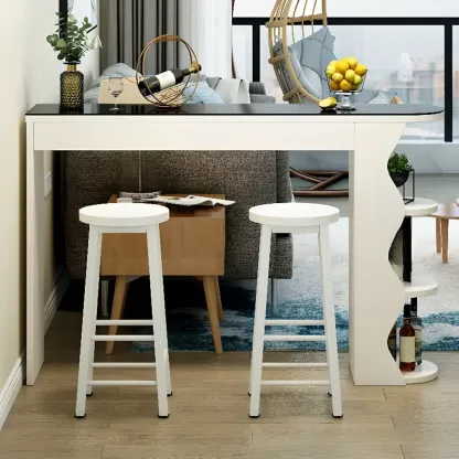 Irregular Coal Toughened Glass Wooden Storage Bar Tables Image - 1