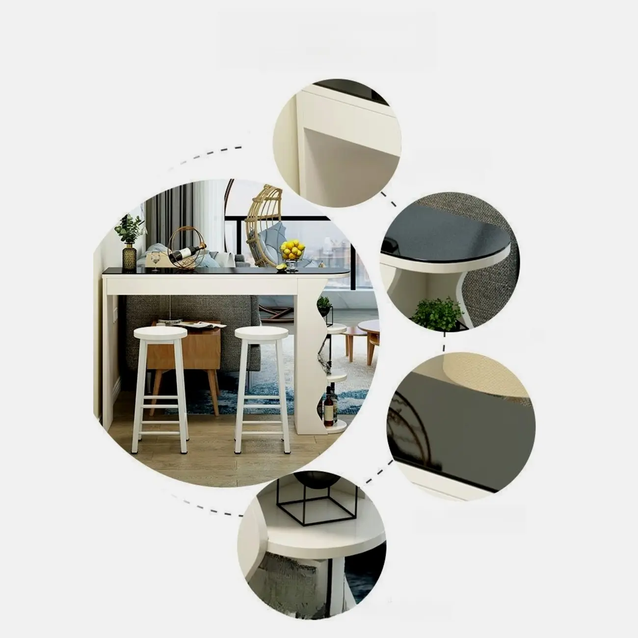 Irregular Coal Toughened Glass Wooden Storage Bar Tables Image - 4 | homeyfad