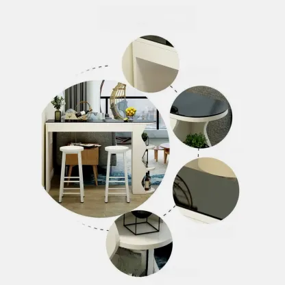 Irregular Coal Toughened Glass Wooden Storage Bar Tables Image - 4
