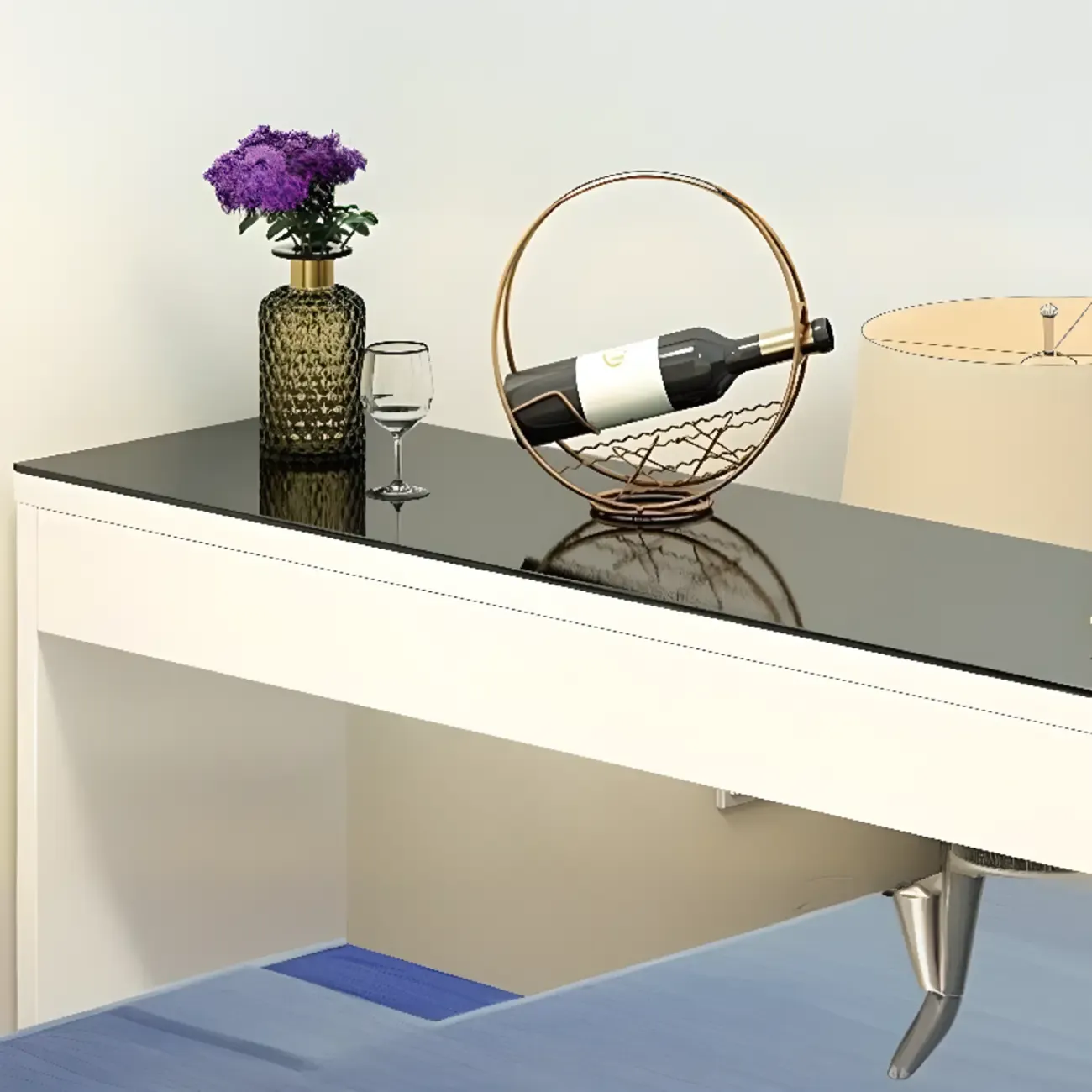 Irregular Coal Toughened Glass Wooden Storage Bar Tables Image - 7