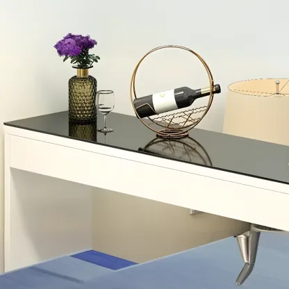 Irregular Coal Toughened Glass Wooden Storage Bar Tables Image - 7
