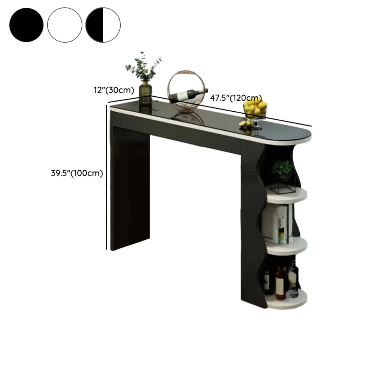 Irregular Coal Toughened Glass Wooden Storage Bar Tables Image - 10 | homeyfad