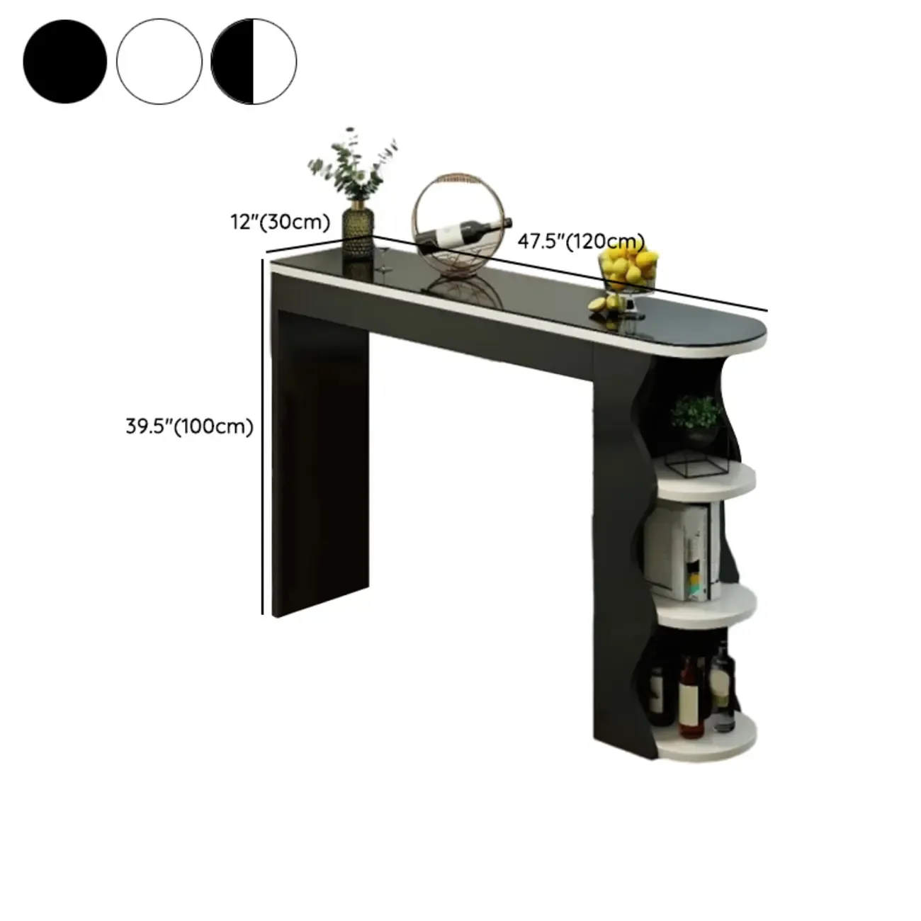 Irregular Coal Toughened Glass Wooden Storage Bar Tables Image - 10