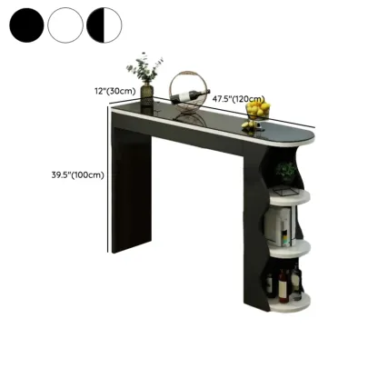 Irregular Coal Toughened Glass Wooden Storage Bar Tables Image - 10