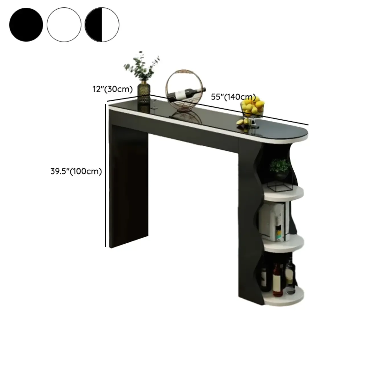 Irregular Coal Toughened Glass Wooden Storage Bar Tables Image - 11