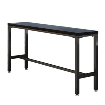 Modern Black Pine Wood Metal Bar Tables with Footrest Image - 2