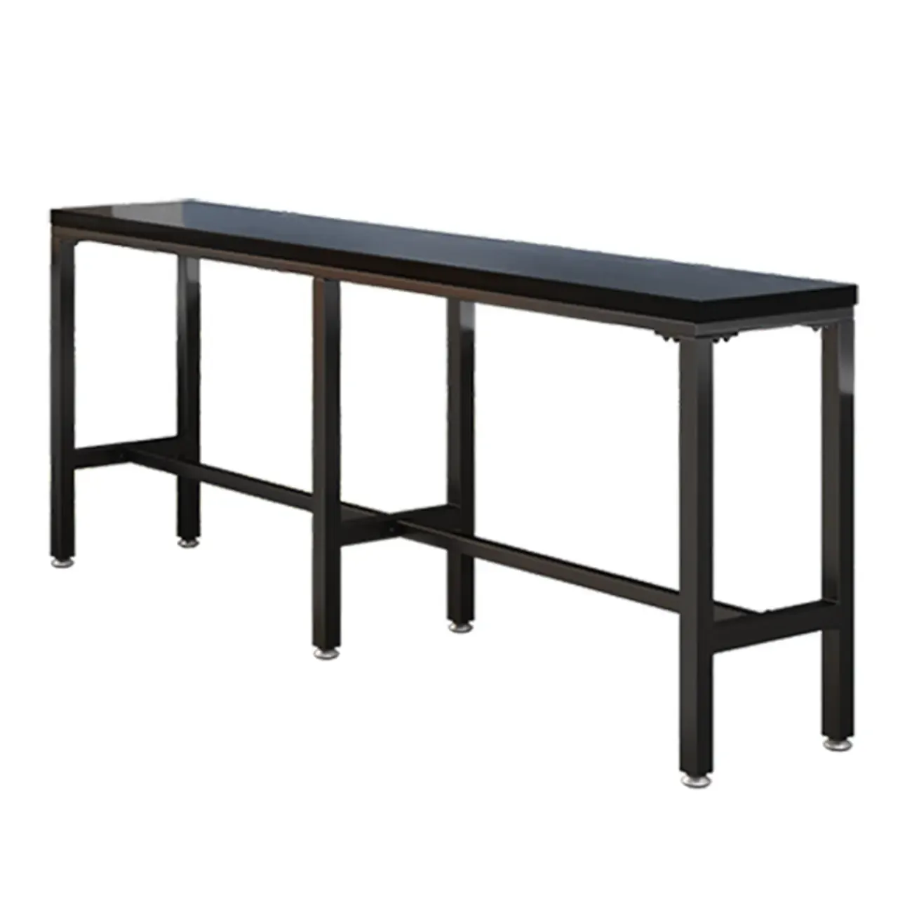 Modern Black Pine Wood Metal Bar Tables with Footrest Image - 3
