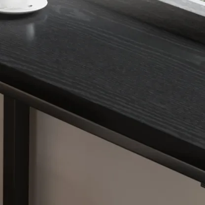 Modern Black Pine Wood Metal Bar Tables with Footrest Image - 7