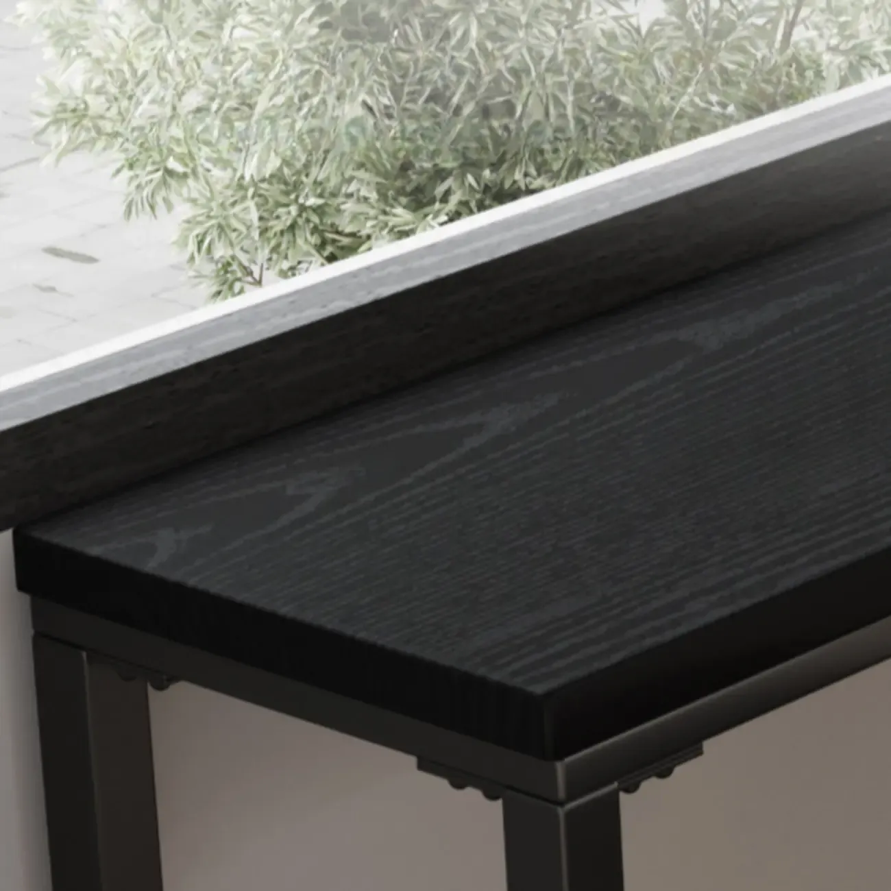 Modern Black Pine Wood Metal Bar Tables with Footrest Image - 8