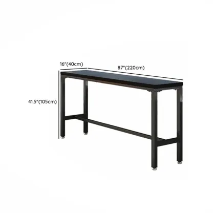 Modern Black Pine Wood Metal Bar Tables with Footrest Image - 18