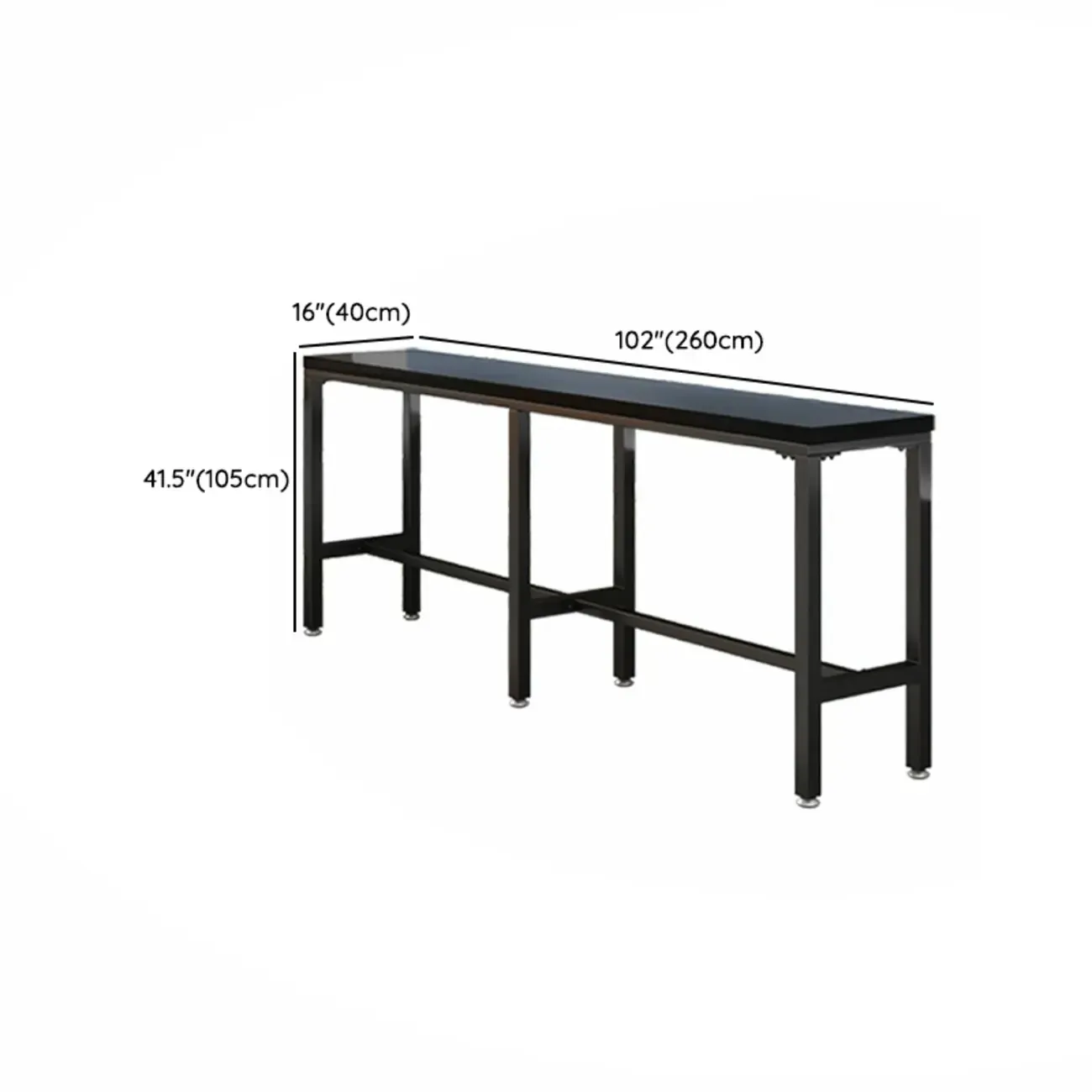 Modern Black Pine Wood Metal Bar Tables with Footrest Image - 20