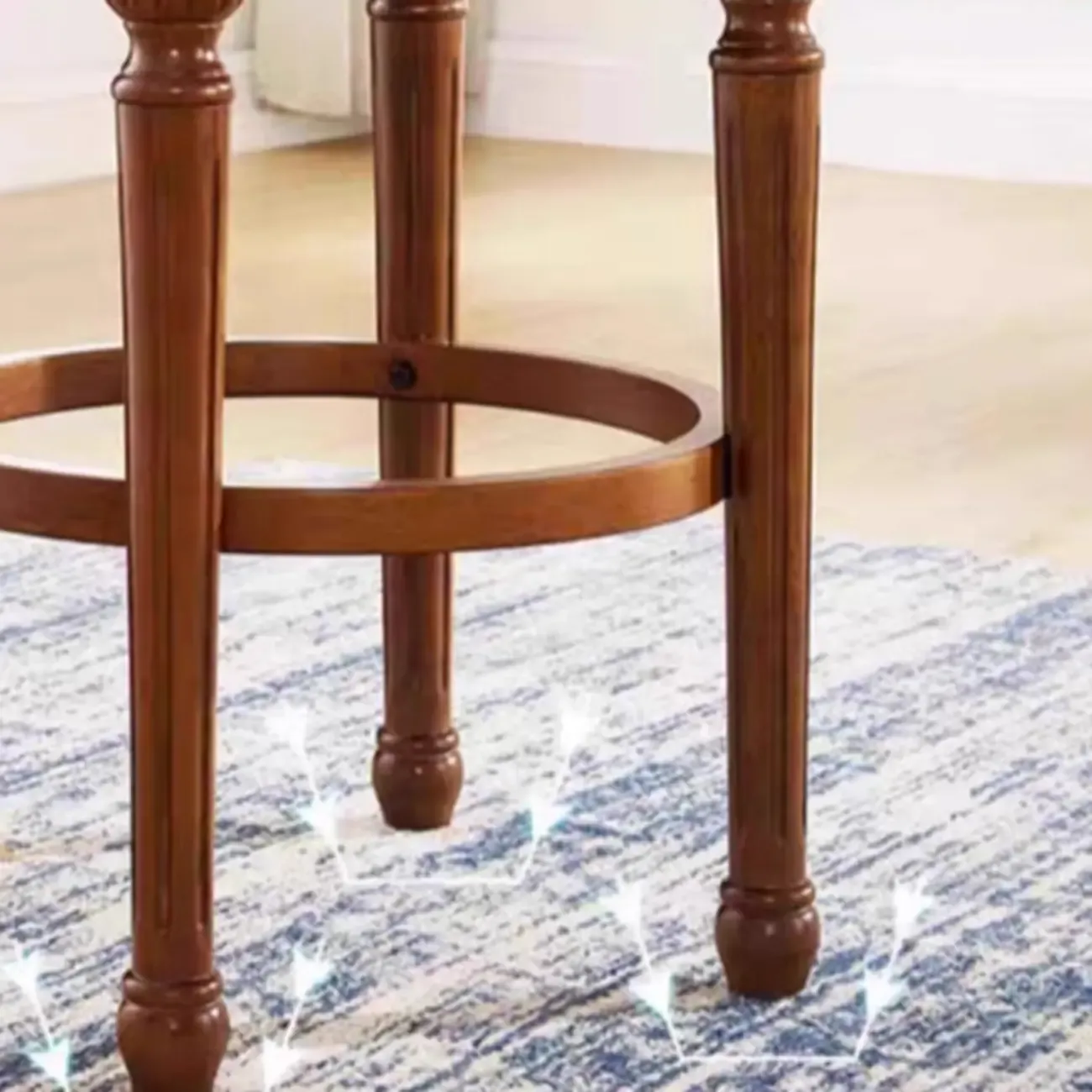 Traditional Brown Rubberwood Cushioned Bar Stools Image - 5