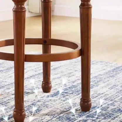 Traditional Brown Rubberwood Cushioned Bar Stools Image - 5