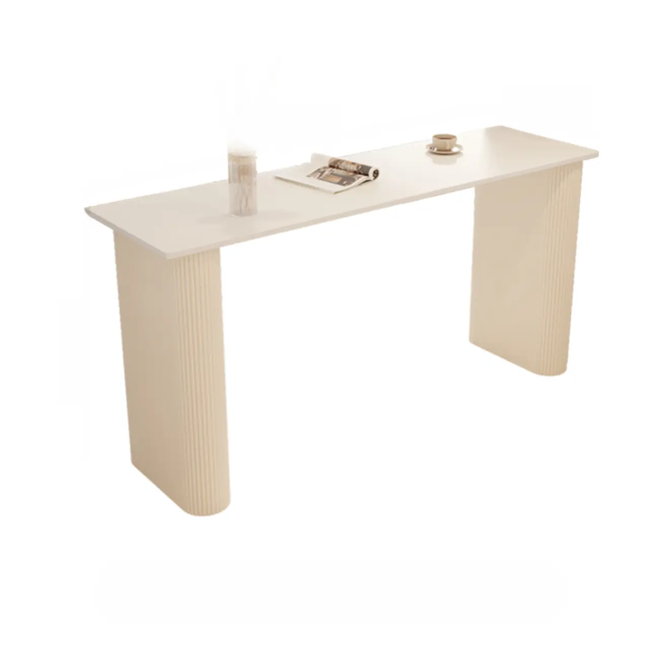 Modern White Stone Top Metal Double Pedestal Bar Tables Image - 2 | homeyfad