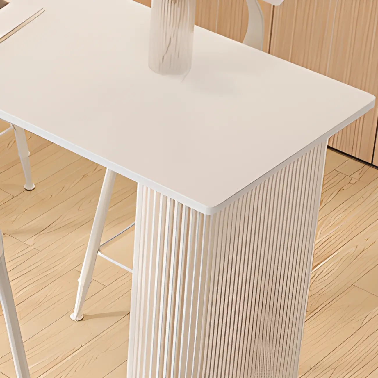 Modern White Stone Top Metal Double Pedestal Bar Tables Image - 9 | homeyfad