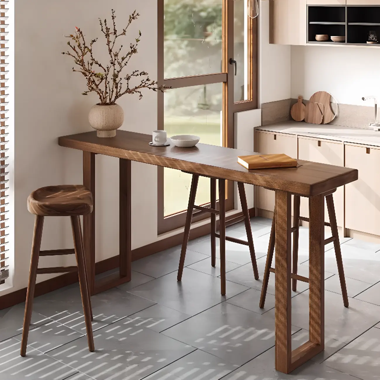 Rustic Cocoa Pine Fixed Top Sled Bar Tables Image - 1 | homeyfad