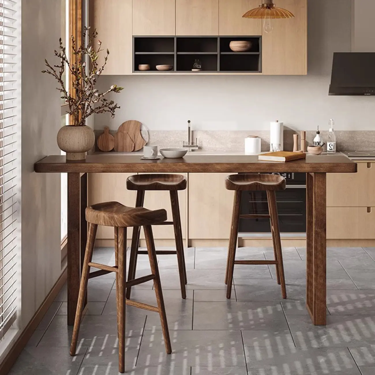 Rustic Cocoa Pine Fixed Top Sled Bar Tables Image - 5 | homeyfad