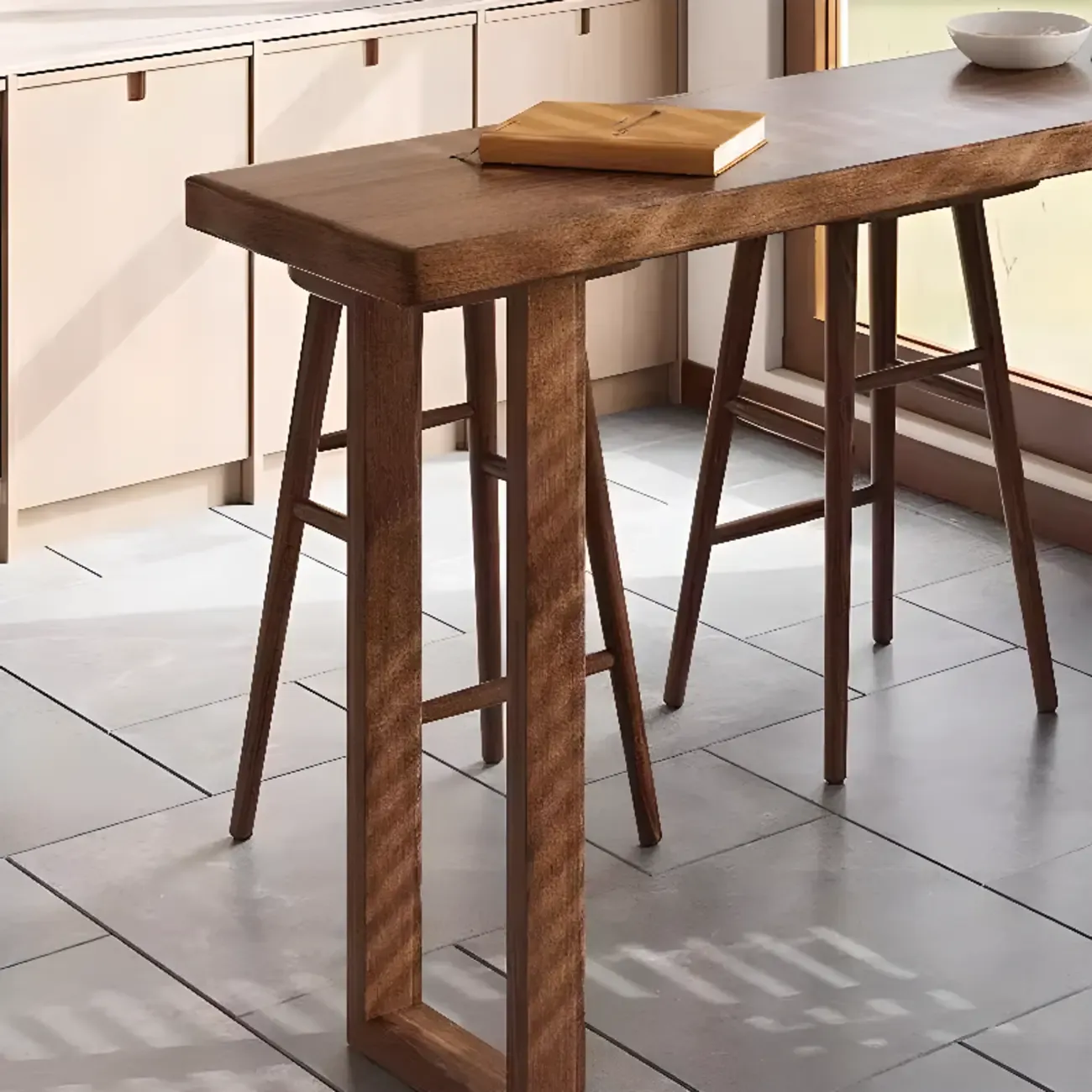 Rustic Cocoa Pine Fixed Top Sled Bar Tables Image - 6