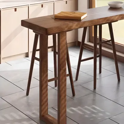 Rustic Cocoa Pine Fixed Top Sled Bar Tables Image - 6