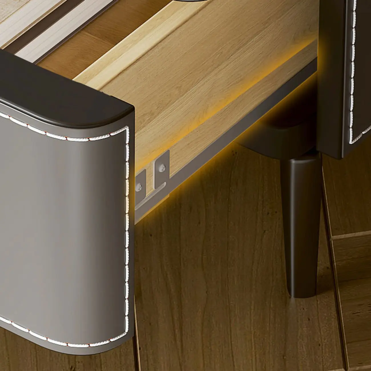 Modern Faux Leather Stone Top 2-Drawer Nightstand Image - 11 | homeyfad