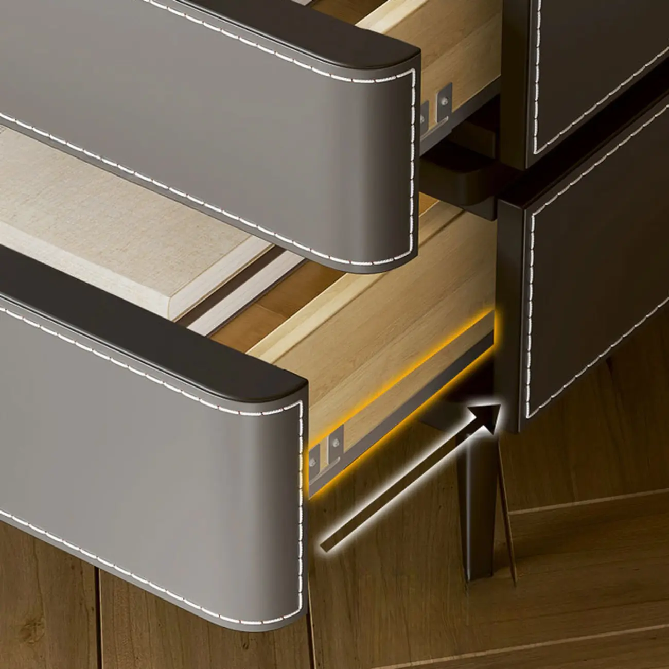 Modern Faux Leather Stone Top 2-Drawer Nightstand Image - 13 | homeyfad