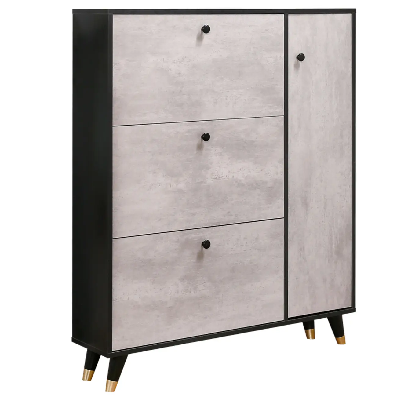 Black Drop Front Shoe Cabinet with Sliding Doors Image - 7 | homeyfad