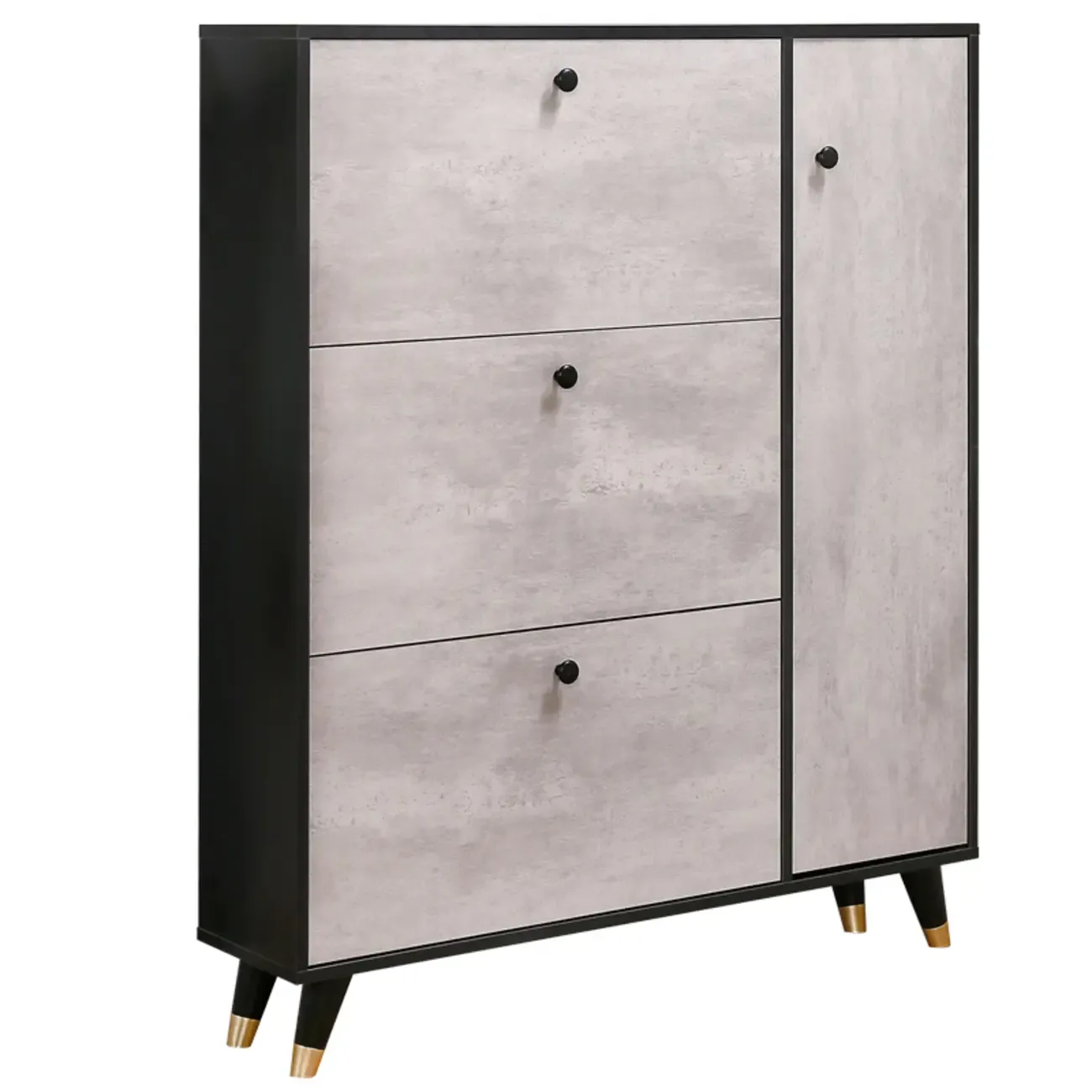 Black Drop Front Shoe Cabinet with Sliding Doors Image - 7