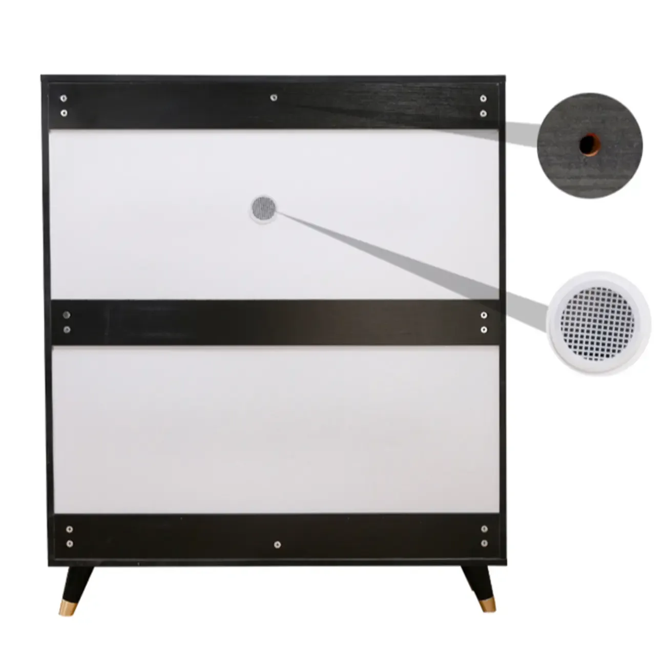 Black Drop Front Shoe Cabinet with Sliding Doors Image - 11