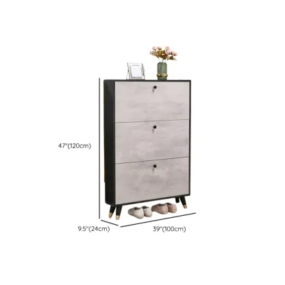 Black Drop Front Shoe Cabinet with Sliding Doors #size