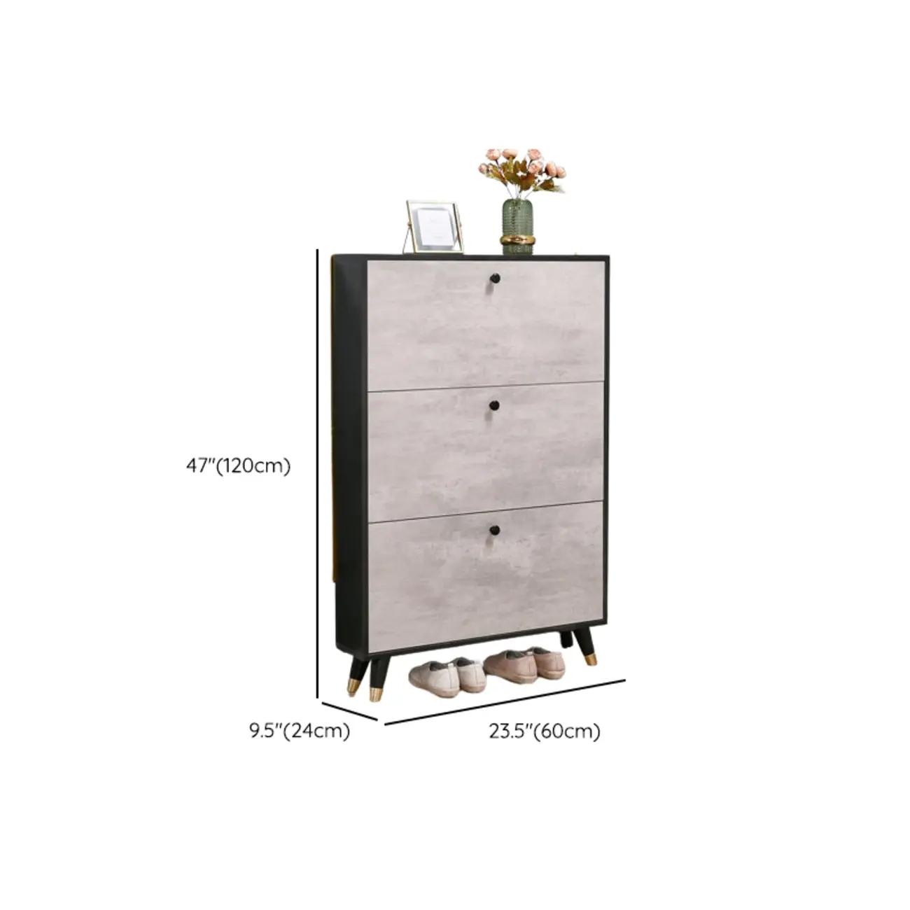 Black Drop Front Shoe Cabinet with Sliding Doors Image - 13 | homeyfad