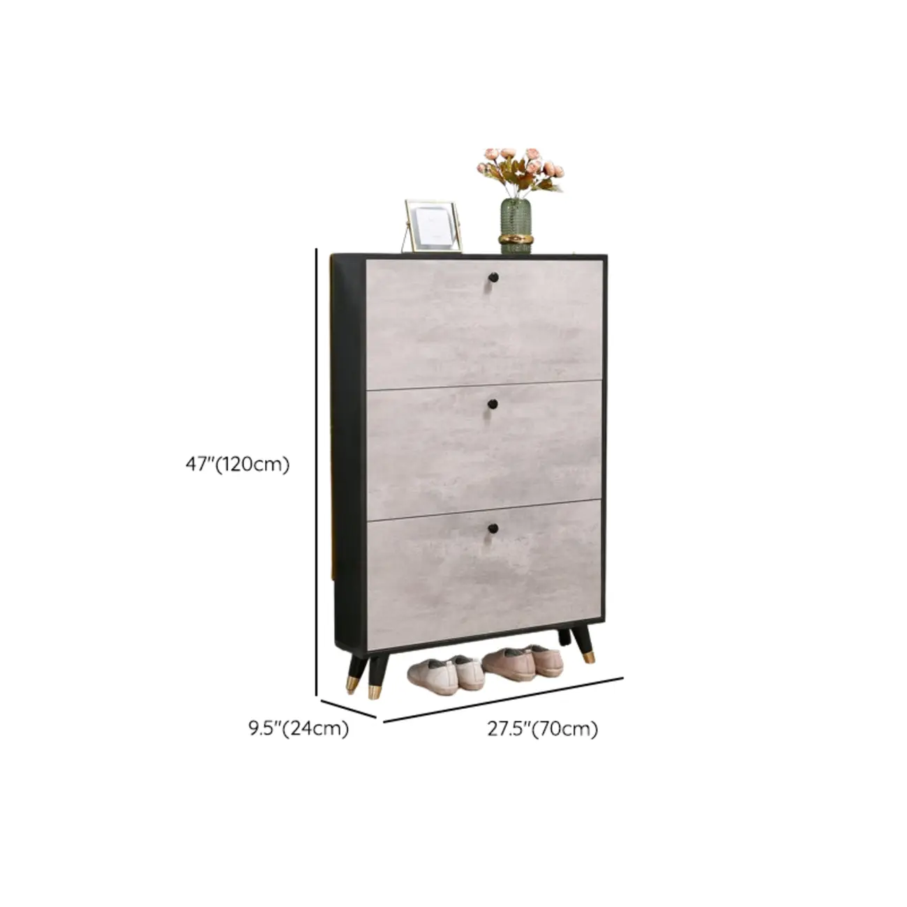 Black Drop Front Shoe Cabinet with Sliding Doors Image - 15 | homeyfad