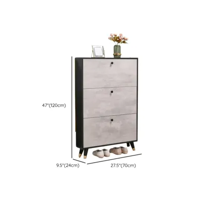 Black Drop Front Shoe Cabinet with Sliding Doors Image - 15