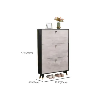 Black Drop Front Shoe Cabinet with Sliding Doors Image - 23