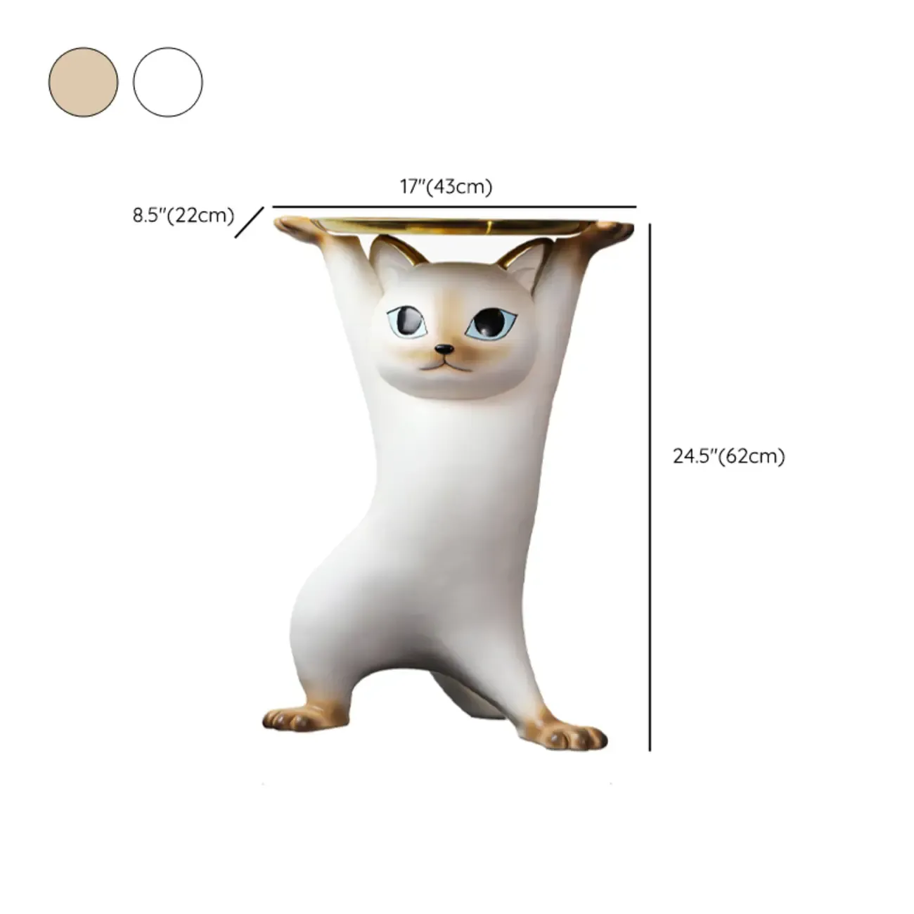 Round Metal End Table with Figurine Base for Modern Decor #size