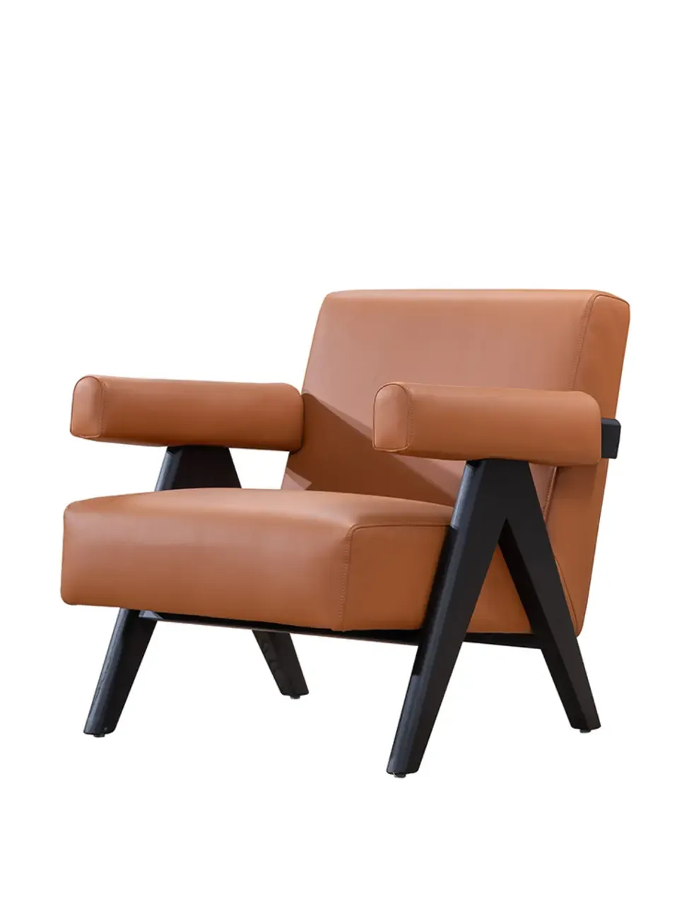 Durable Leather Accent Chair with Ergonomics for Living Room Image - 4
