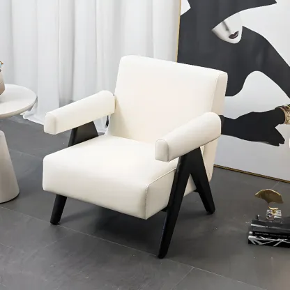 Durable Leather Accent Chair with Ergonomics for Living Room Image - 5