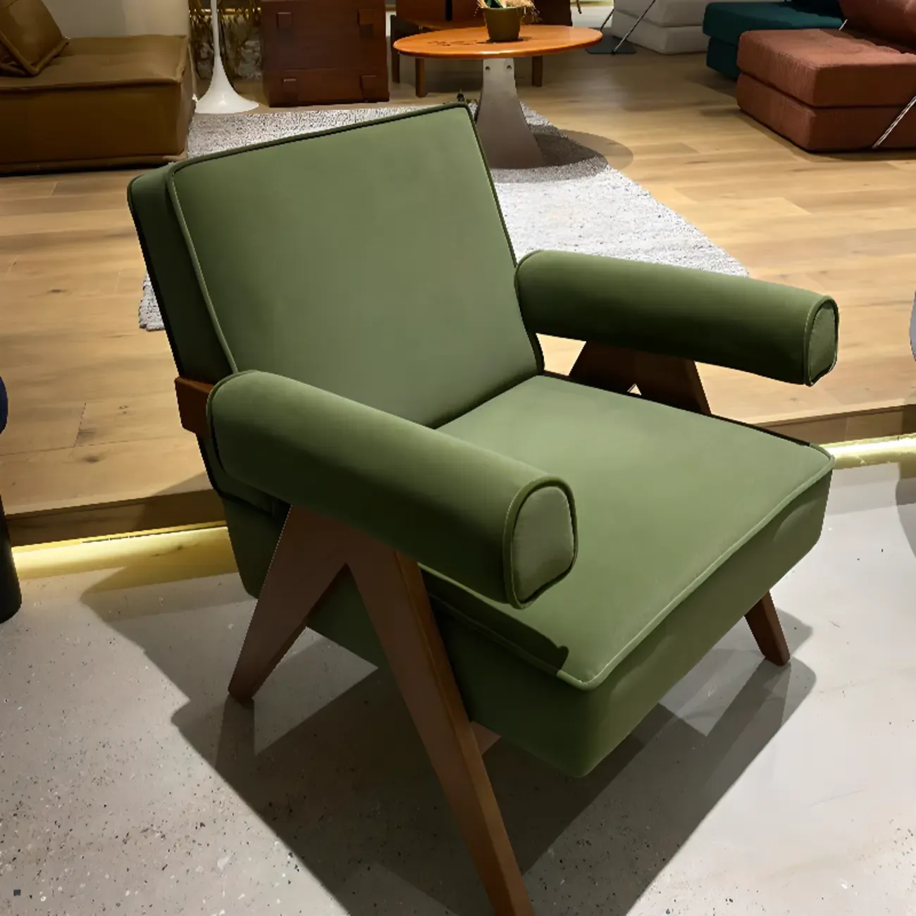 Durable Leather Accent Chair with Ergonomics for Living Room Image - 8