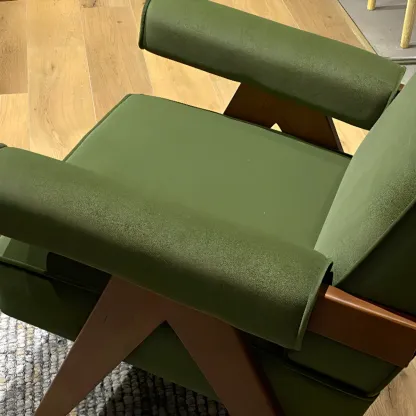 Durable Leather Accent Chair with Ergonomics for Living Room Image - 10