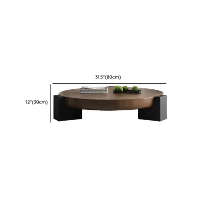 Reclaimed Wood Black Brown Round Coffee Table Image - 7