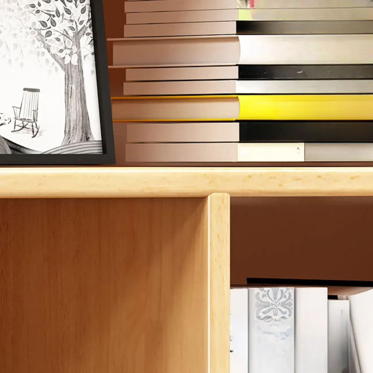 63" Scandinavian Vertical 5-tier Wood Open Back Bookcase Image - 6