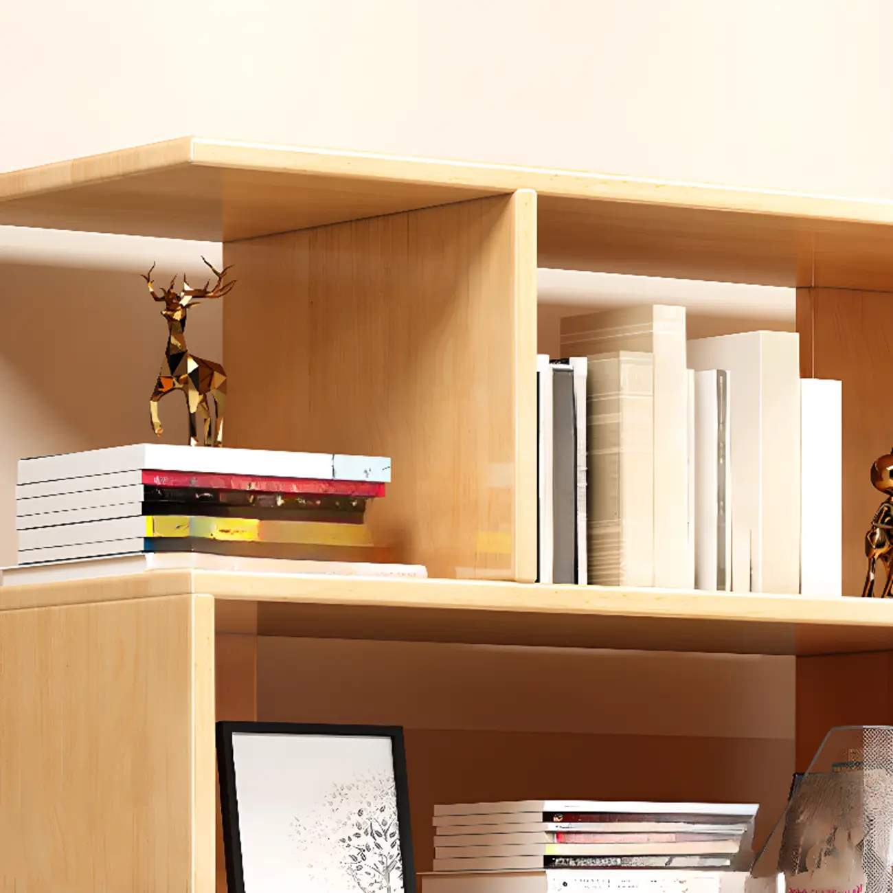 63" Scandinavian Vertical 5-tier Wood Open Back Bookcase Image - 8 | homeyfad