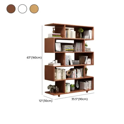 63" Scandinavian Vertical 5-tier Wood Open Back Bookcase #size