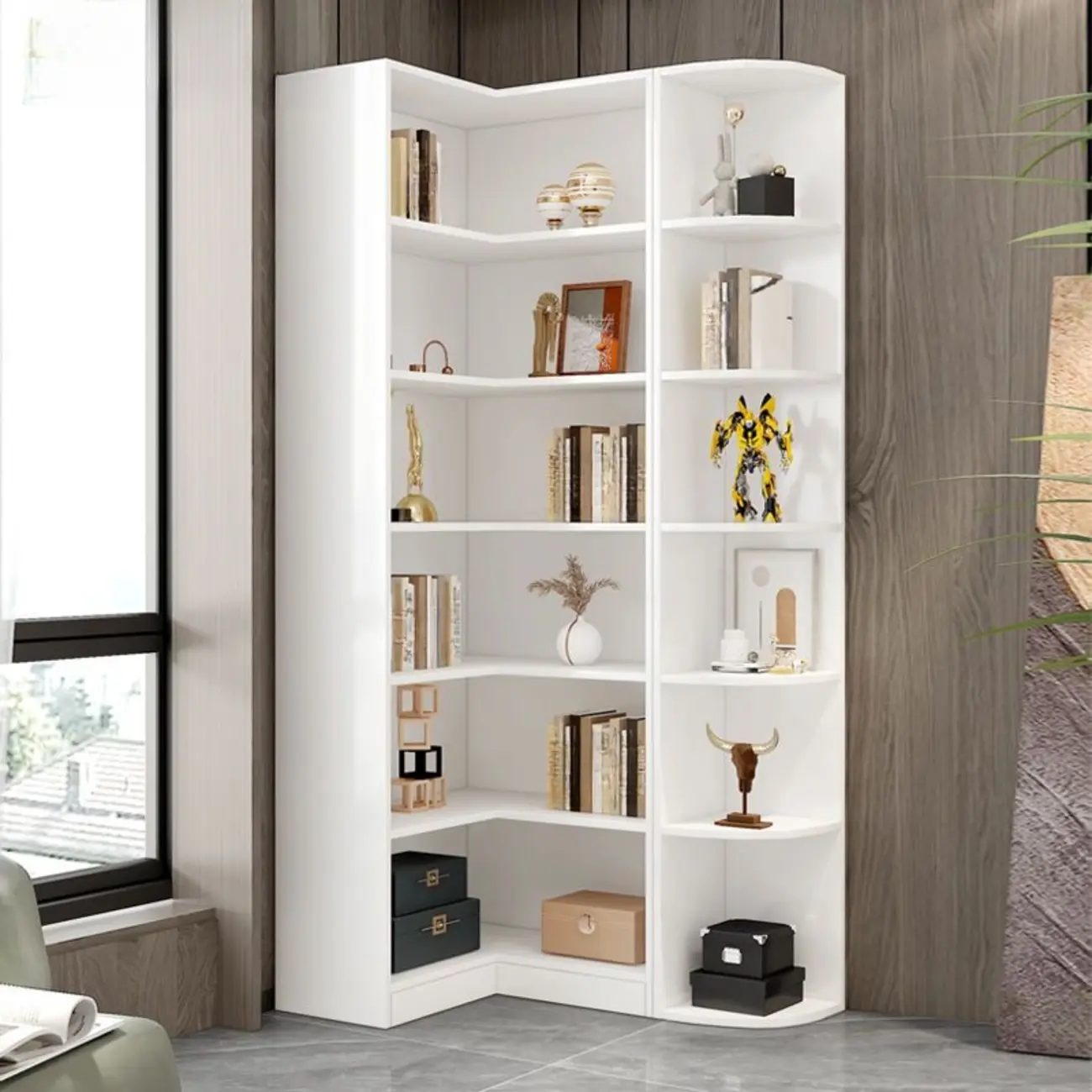 White Modern Display Bookcase with Storage Cabinet Image - 1 | homeyfad