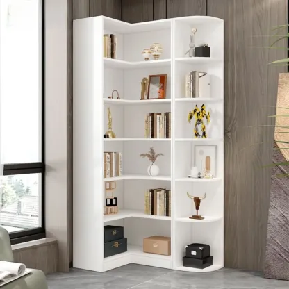 White Modern Display Bookcase with Storage Cabinet Image - 1