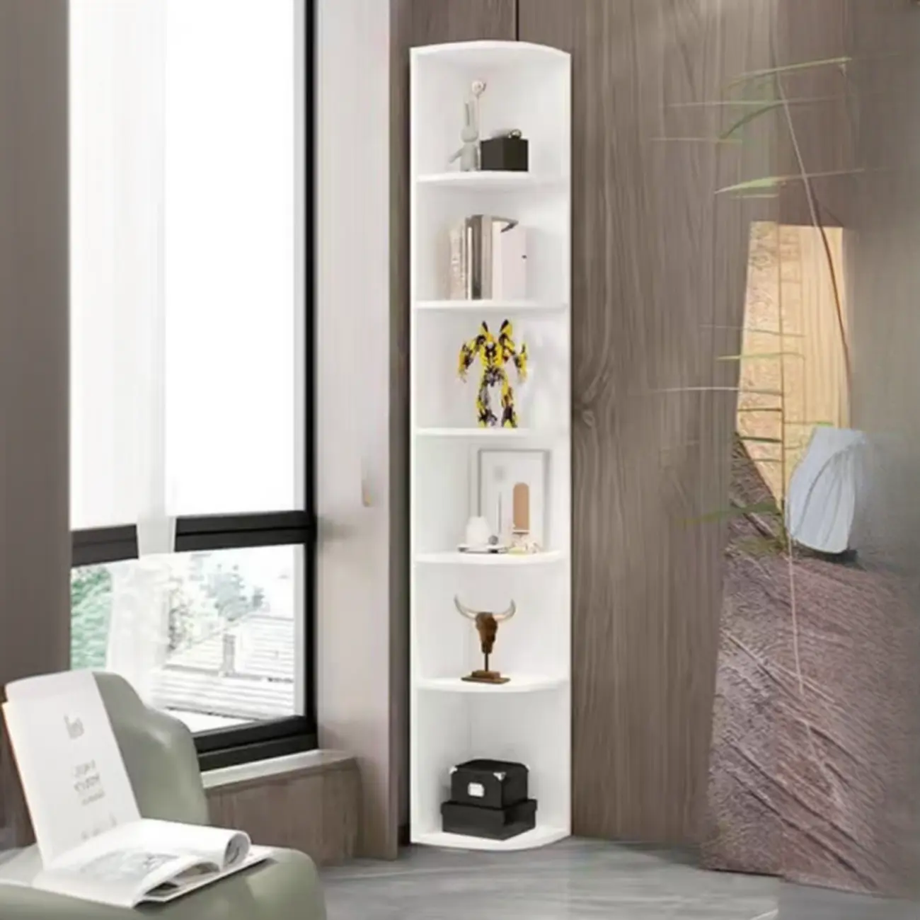White Modern Display Bookcase with Storage Cabinet Image - 3 | homeyfad