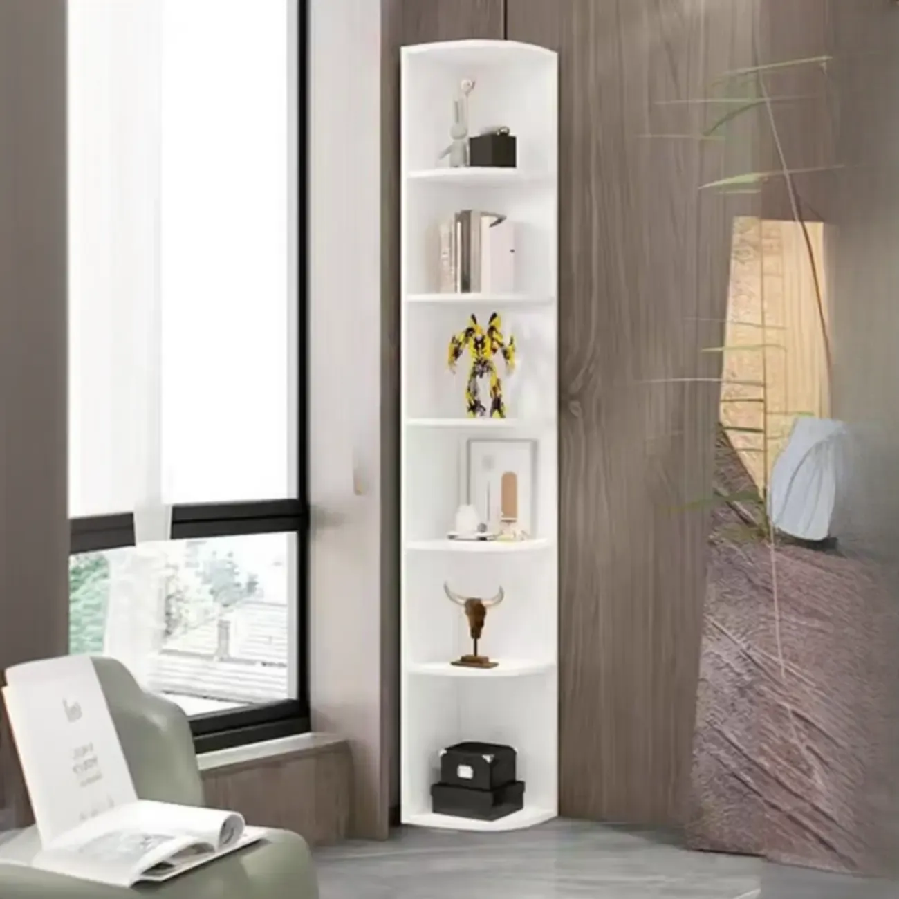 White Modern Display Bookcase with Storage Cabinet Image - 3