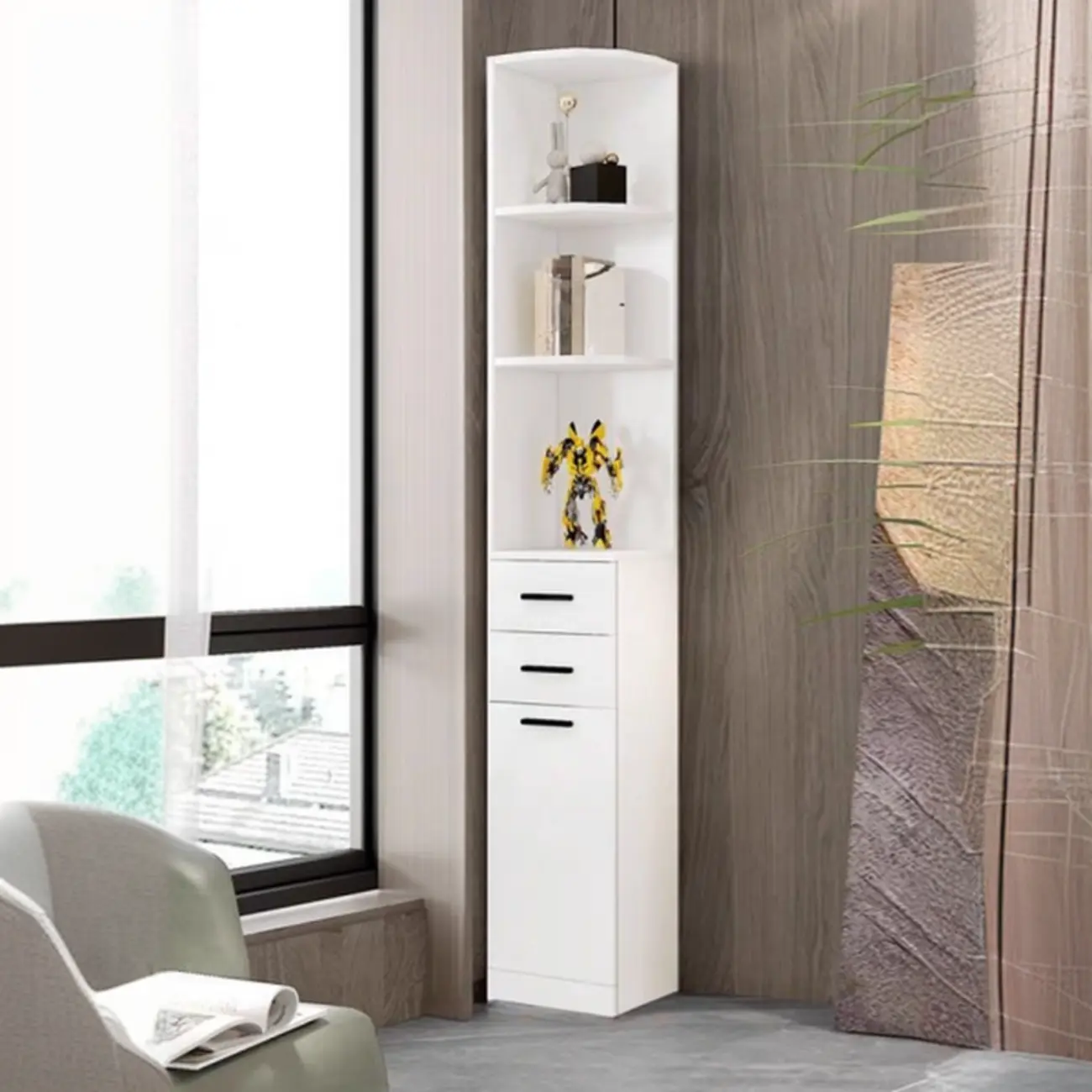 White Modern Display Bookcase with Storage Cabinet Image - 4 | homeyfad