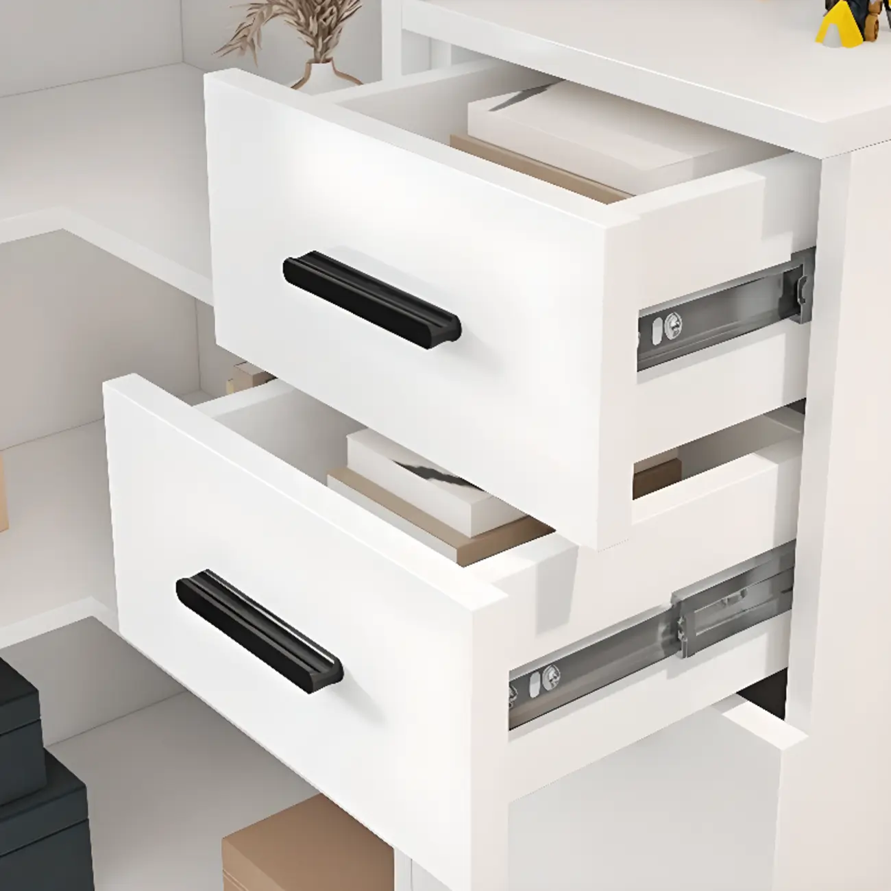 White Modern Display Bookcase with Storage Cabinet Image - 6 | homeyfad