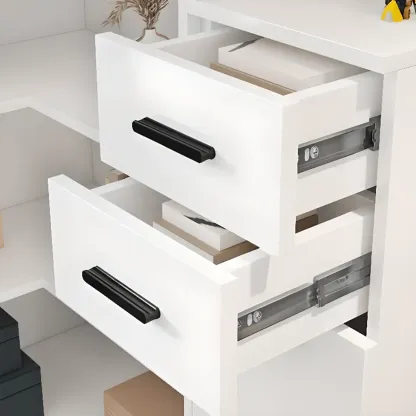 White Modern Display Bookcase with Storage Cabinet Image - 6