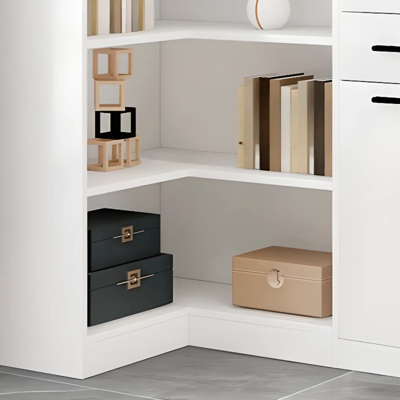 White Modern Display Bookcase with Storage Cabinet Image - 9 | homeyfad